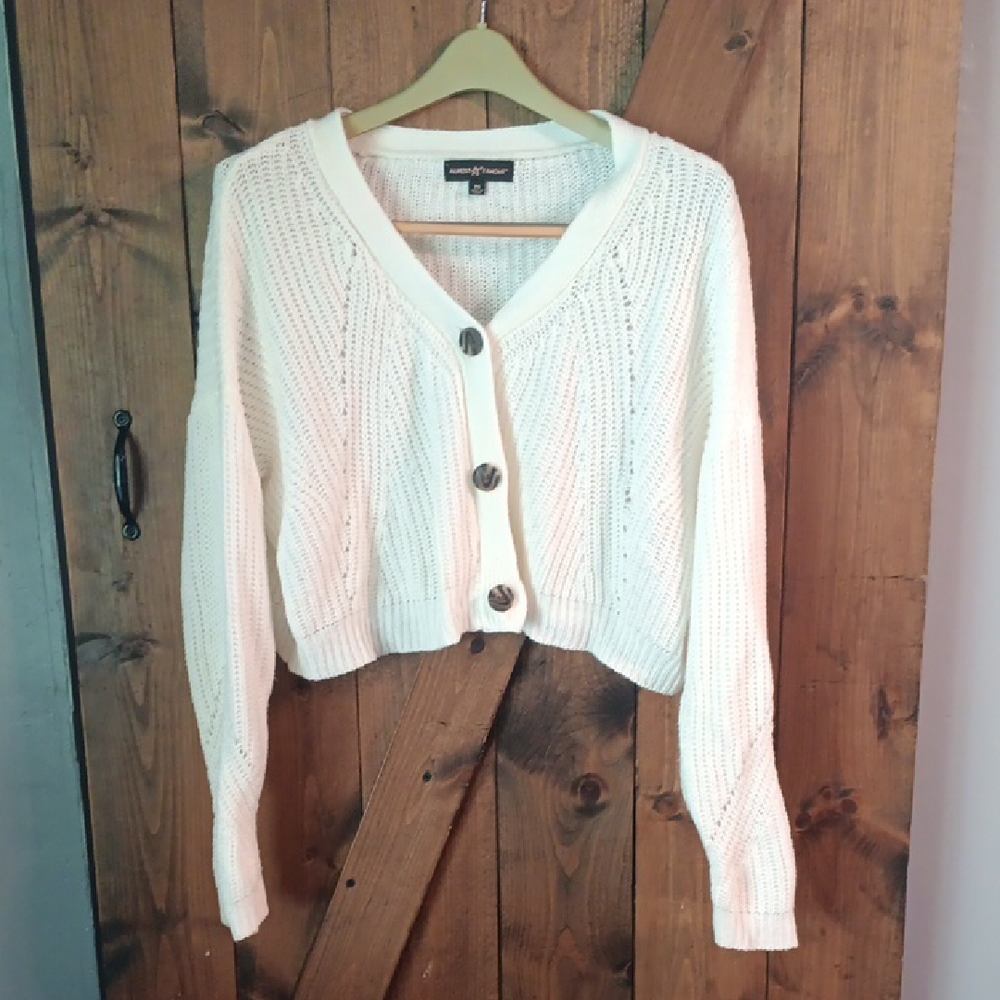 American Rag Cream Button-Up Cardigan